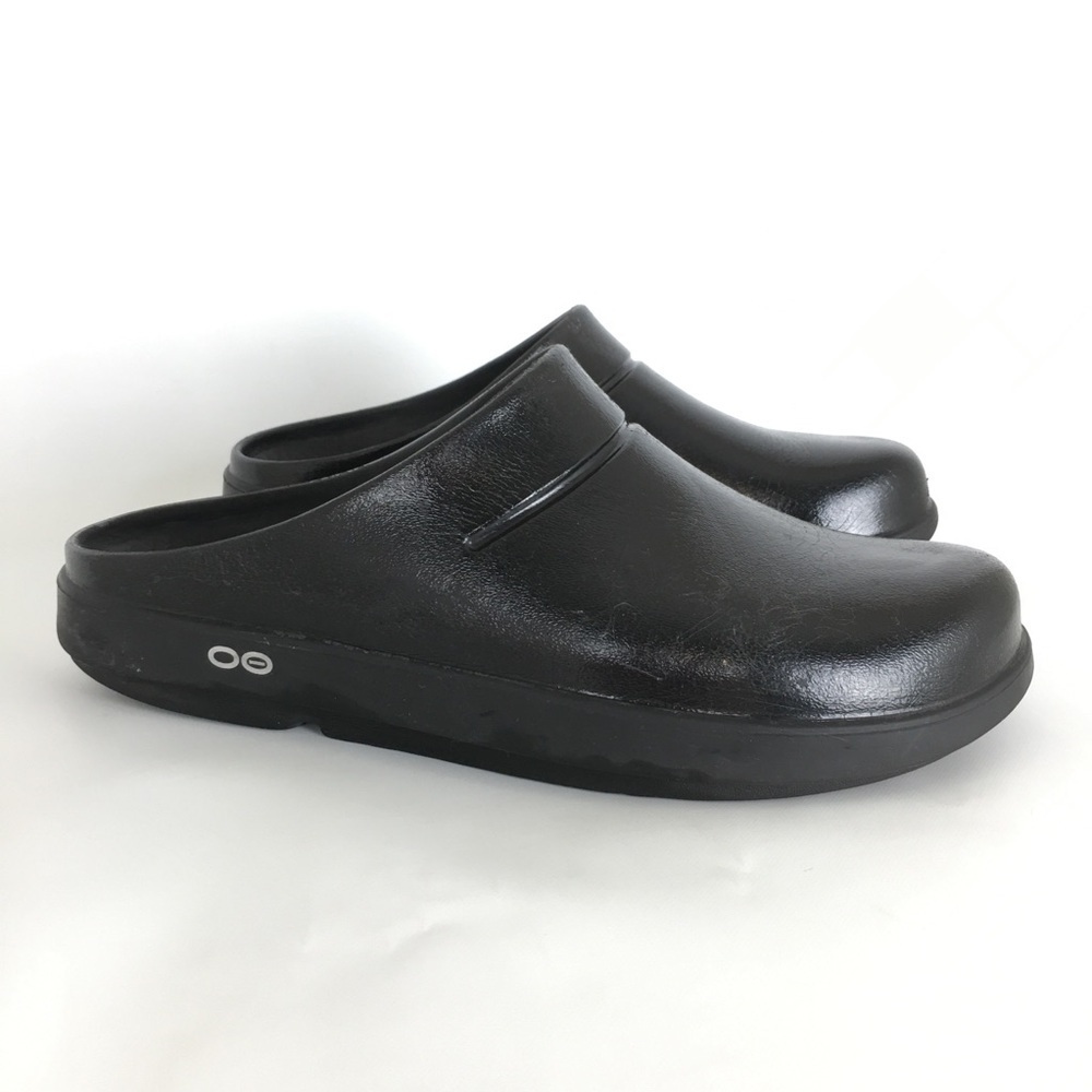 OOFOS Oocloog Luxe Recovery Shoes Men’s Size 9 Comfort Slip On Mules Clogs Black - Picture 4 of 14